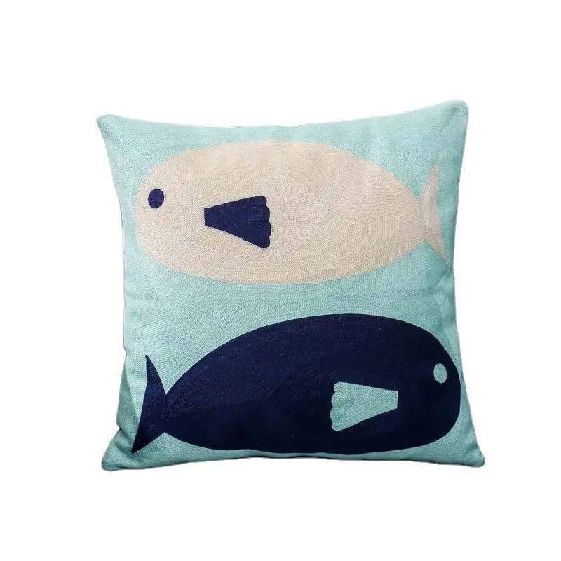 Подушка для дивана с геометрическим рисунком океана вышитая подушка Синий
