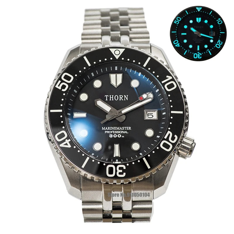 

Heimdallr THORN MM Automatic Dive Watch 300M Waterproof Men Water Ghost Sapphire Glass Blue Luminous Dial Mechanical Wristwatch
