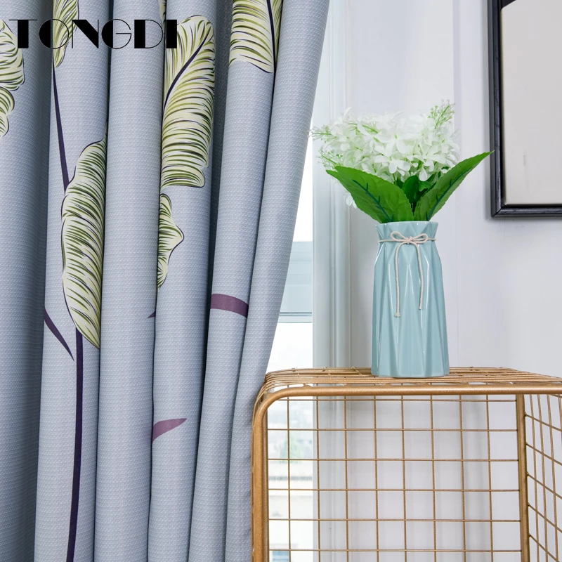 Элегантные цветочные затемняющие шторы TONGDI с принтом листьев