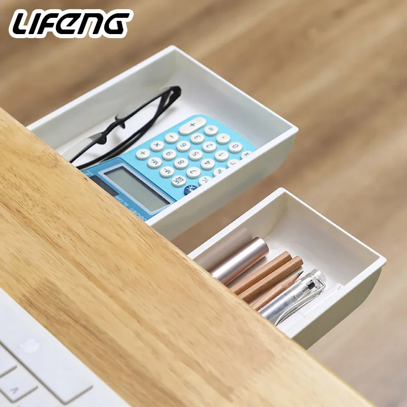 

Self Stick Pencil Tray Desk Table Storage Drawer Organizer Box Under Desk Stand Self-Adhesive Under-Magic Drawer