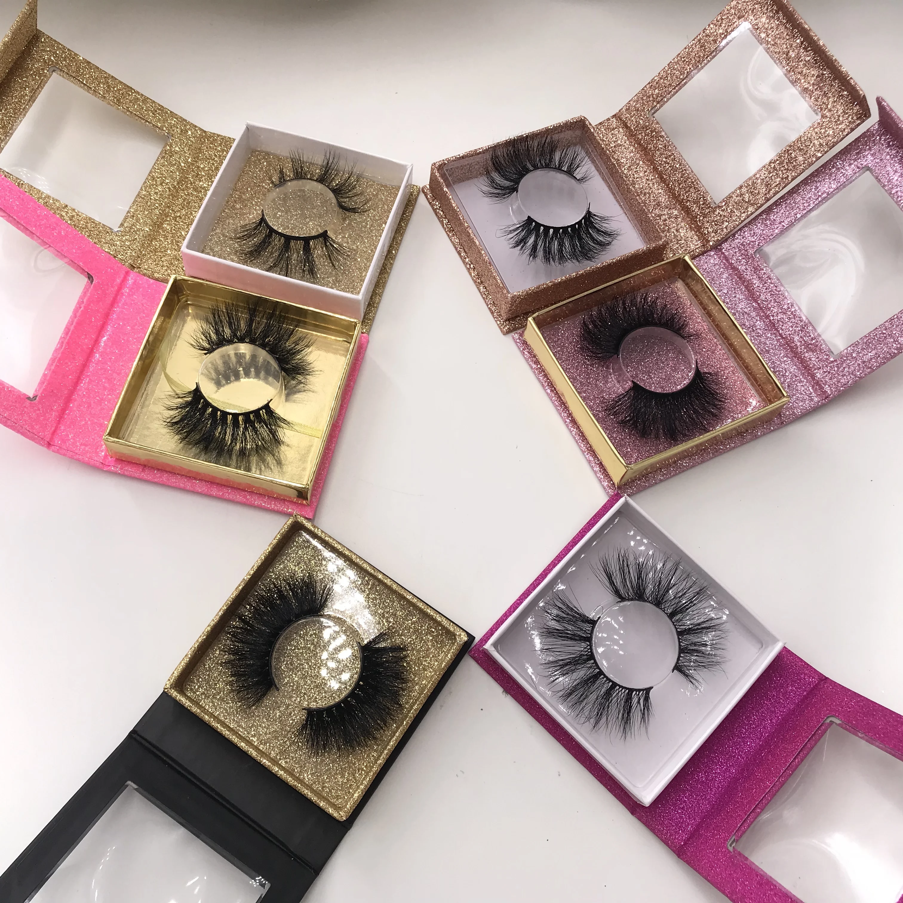 6 парт/лот норковые 3D ресницы на заказ блестящие квадратные коробки пушистые