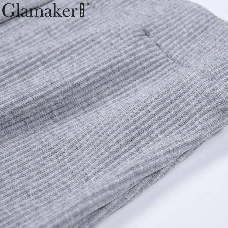 Glamaker вязаный костюм из двух частей сексуальное платье зимнее женское с v-образным вырезом элегантное платье миди осенние вечерние Клубные платья с длинным рукавом облегающее платье