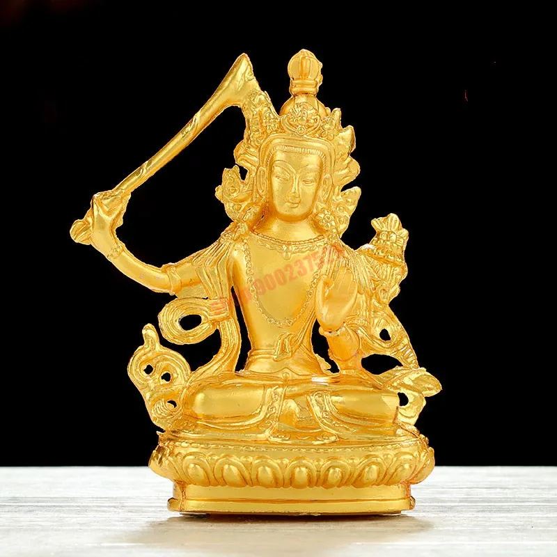 

Exquisite Tibetan Buddhist articles, Manjusri Bodhisattva all gilded, mini portable Buddha, pocket Buddha, home small ornaments