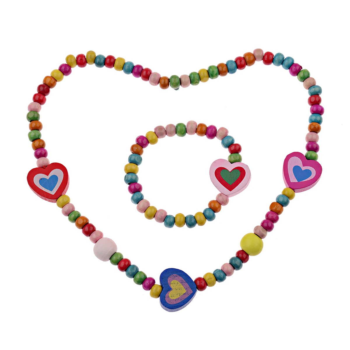 TopHanqi девочек красочное ожерелье из деревянных бусин браслет комплект ювелирных