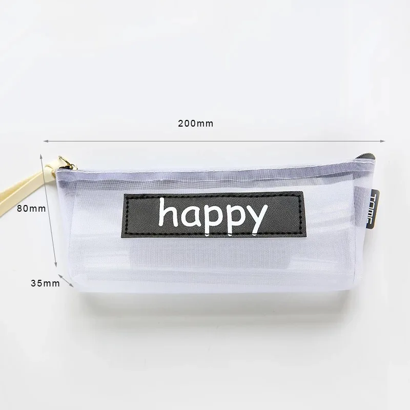 

Simple letter Transparent Mesh Pencil Case Office Student Pencil Cases Nylon Kalem Kutusu School office Supplies Pen Box