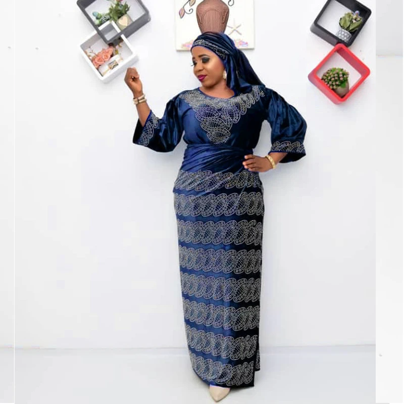 

Velvet African Dress For Women Two Piece Africa Clothing Dashiki Hot Drilling Muslim Sets Autumn Plus Size Set Africaine Femme