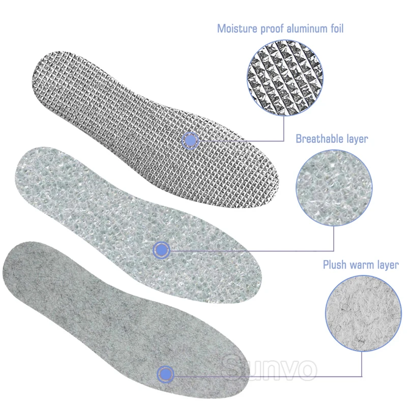 Felt Aluminum Foil Insoles Winter Warm Summer Cool Waterproof Wool Shoe Pads for Men Women Comfortable Insert Soles Dropshipping