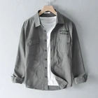 Рубашка мужская повседневная с длинным рукавом, 100% хлопок