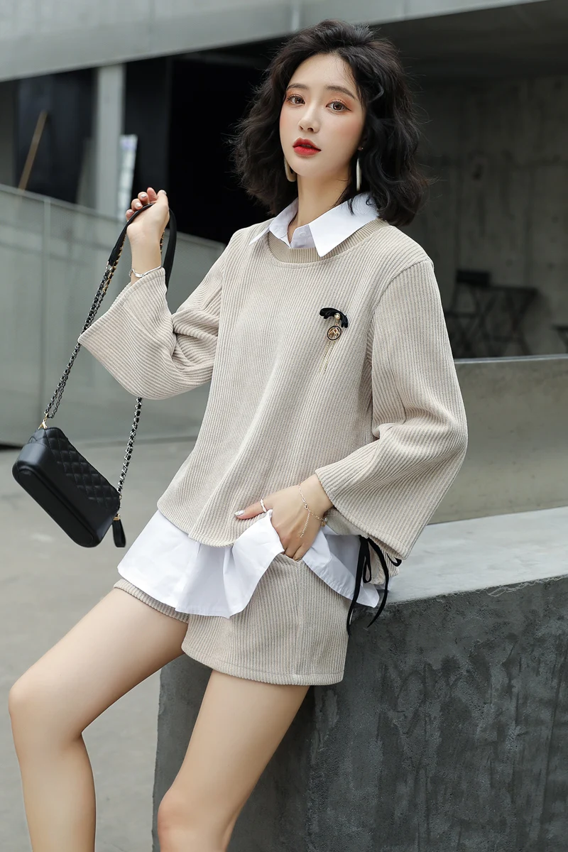 

2021 spring and summer comfortable skirt long sleeve casual personality temperament trend fashion suit women