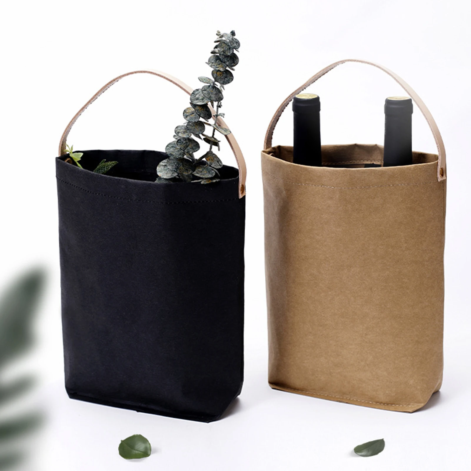 

Nordic Design Washable Kraft Paper Bag for Red Wine Storage Pouch Tote Fashion Stylish Handbag Gift Decorative Bags