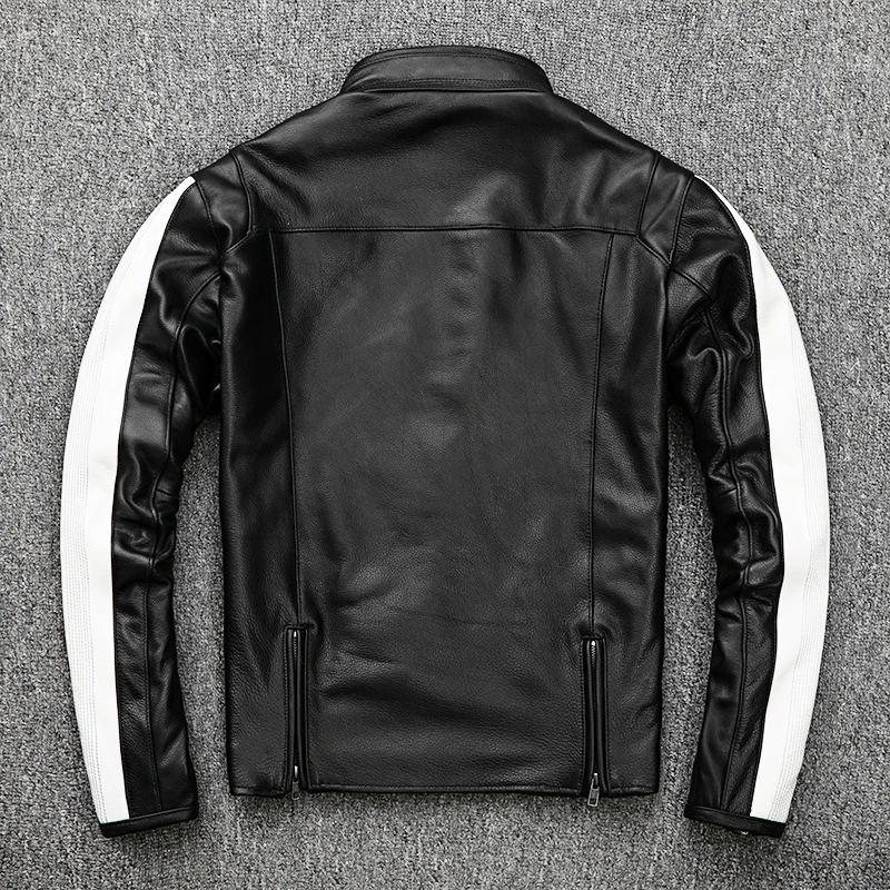 2020 Черная Мужская облегающая кожаная гоночная куртка размера плюс XXXXL из