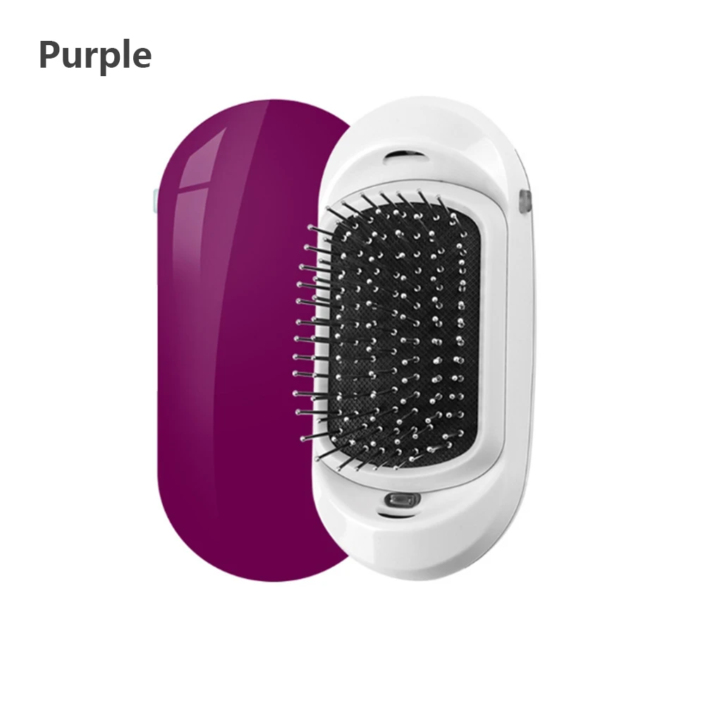 Purple DIDIHOU электрическая Ионная Щетка для волос, портативный выпрямитель для волос, щетка с отрицательными ионами, Антистатическая Массажная щетка для волос, Ионная Щетка - Цвет: Purple