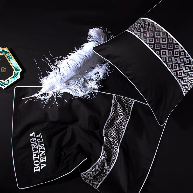 Набор постельного белья из 100% хлопка для мужчин черное белое пододеяльник