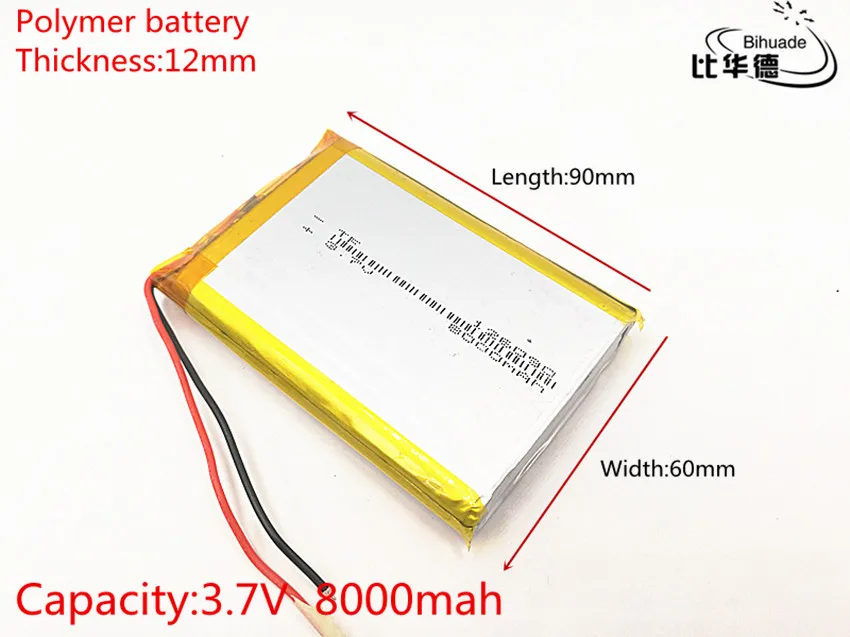 126090 3.7v 8000mAh lithium ion rechargeable battery for GPS POWER BANK