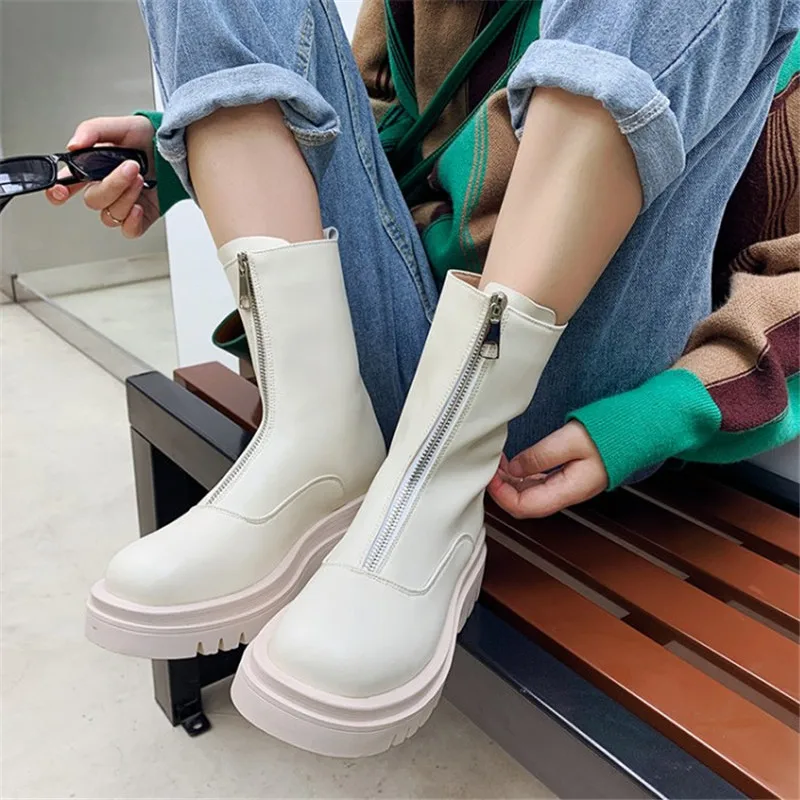 Ботинки PXELENA INS в стиле панк рок готика молния спереди на платформе женская обувь