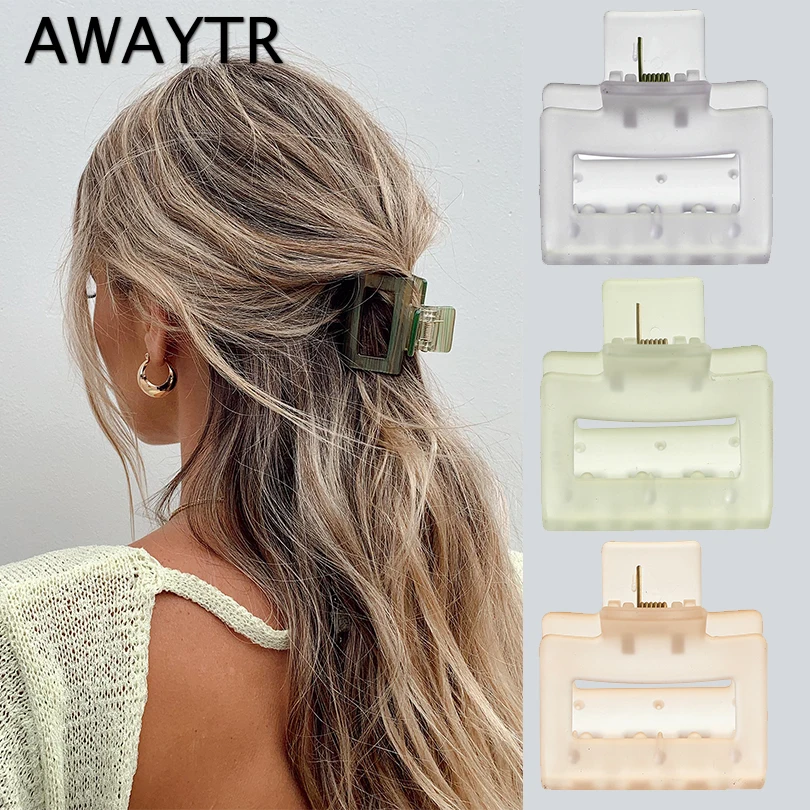 

AWAYTR 1Pc Korean Solid Hair Claws Elegant Clear Acrylic Hair Clips Hairpins Barrette Headwear for Women Girls Hair Accessories