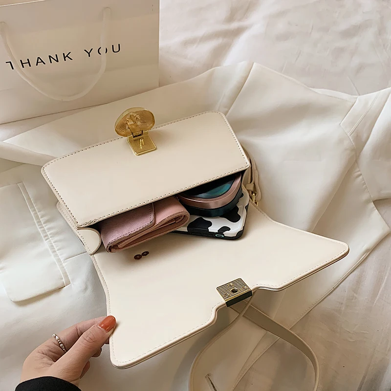 

Women's Summer Bag 2021 New Yellow Shoulder Bags Small Square Crossbody Bag Female Pure Color Leather Top-handle Handbags Sac