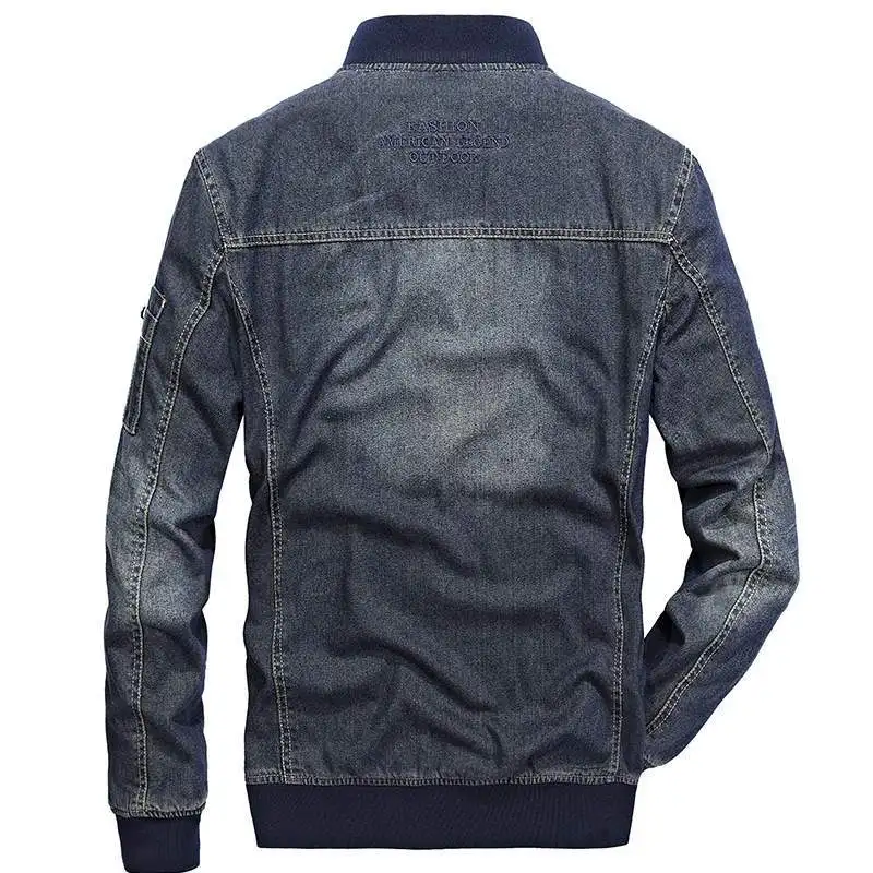 Мужская джинсовая куртка серая утепленная с воротником-стойкой винтажная