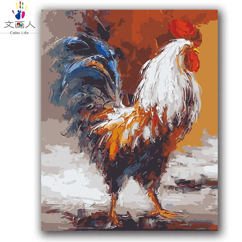 Цыпленок большой петух живопись по номерам животные Картина на холсте Рисование