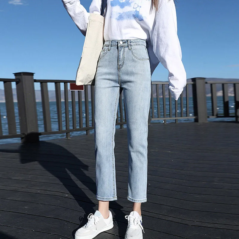 

2021 Women Jeans Asymmetrically Cut Vintage Straight Original Denim Washed Jeans Cropped Rinse Straight Jeans Twisted Seam