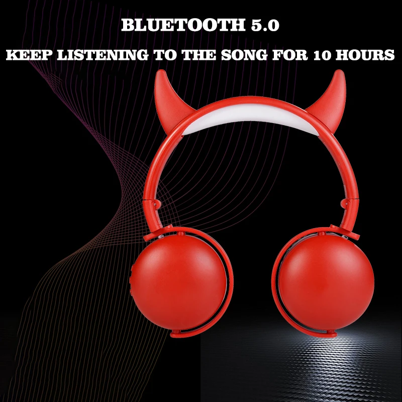 Беспроводные наушники с Bluetooth складные кошачьими ушками игровые для ноутбука