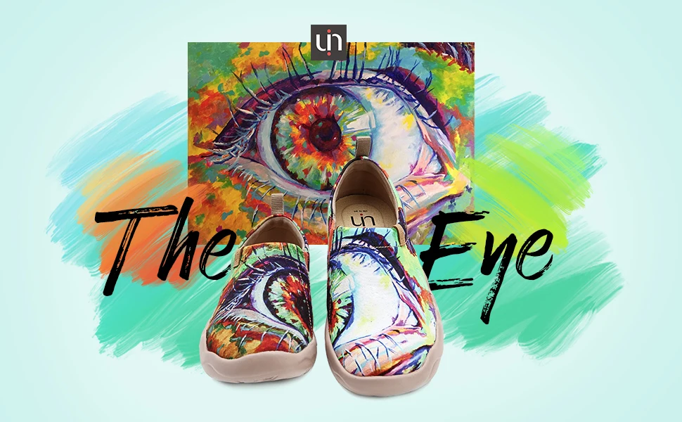 UIN The Eye/дизайн; ручная роспись; парусиновая обувь; женские лоферы; уличные кроссовки; женская повседневная обувь; мягкая легкая обувь