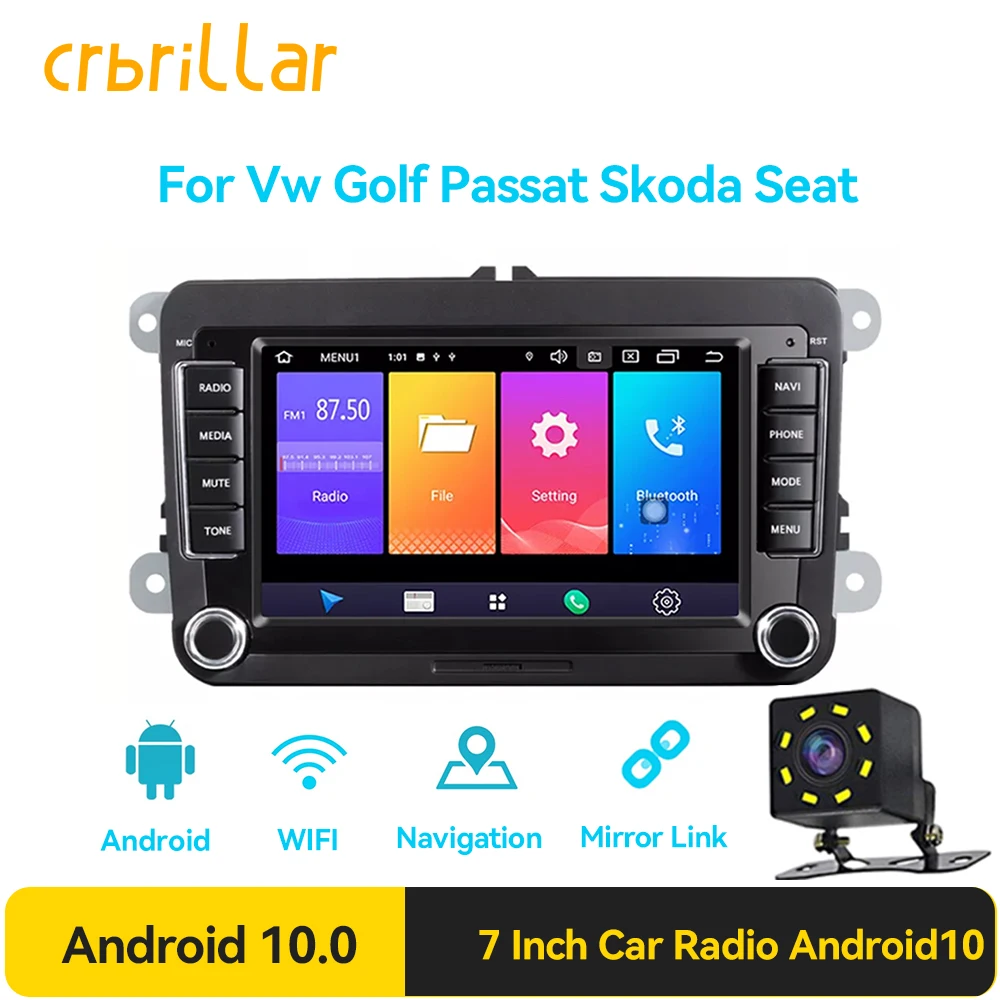 

Android10 2 din Radio Car Multimedia Player GPS For VW/Volkswagen/Golf/Polo/Tiguan/Passat/b7/b6/SEAT/leon/Skoda/Octavia 7Inch