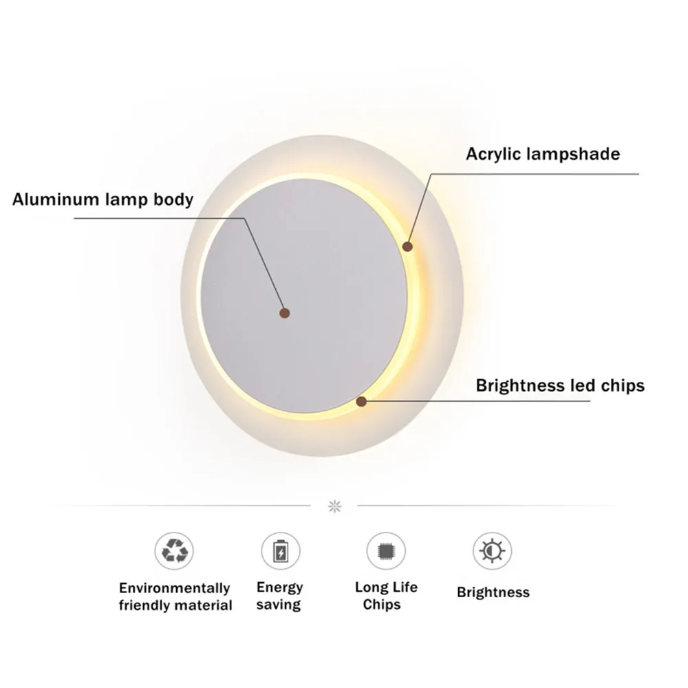 Современный настенный светильник светодиодный с вращением на 360 градусов белый