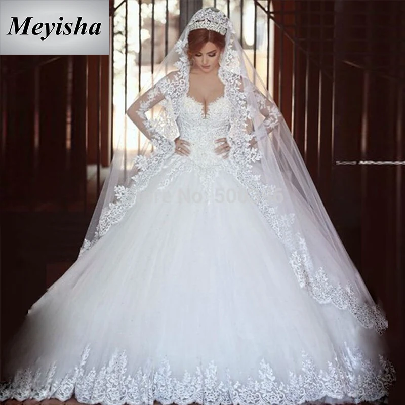 

ZJ9074 Vintage Long Sleeve Lace Wedding Dresses Princess 2021 New Boat Neck A Line Bride Dress Bridal Wedding Gowns Plus Size