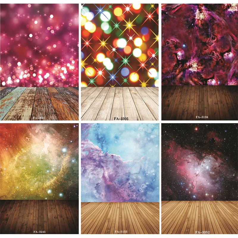 

Vinyl Custom Photography Backdrops Prop Space Starry Sky and floor Theme Photography Background FA20419-105