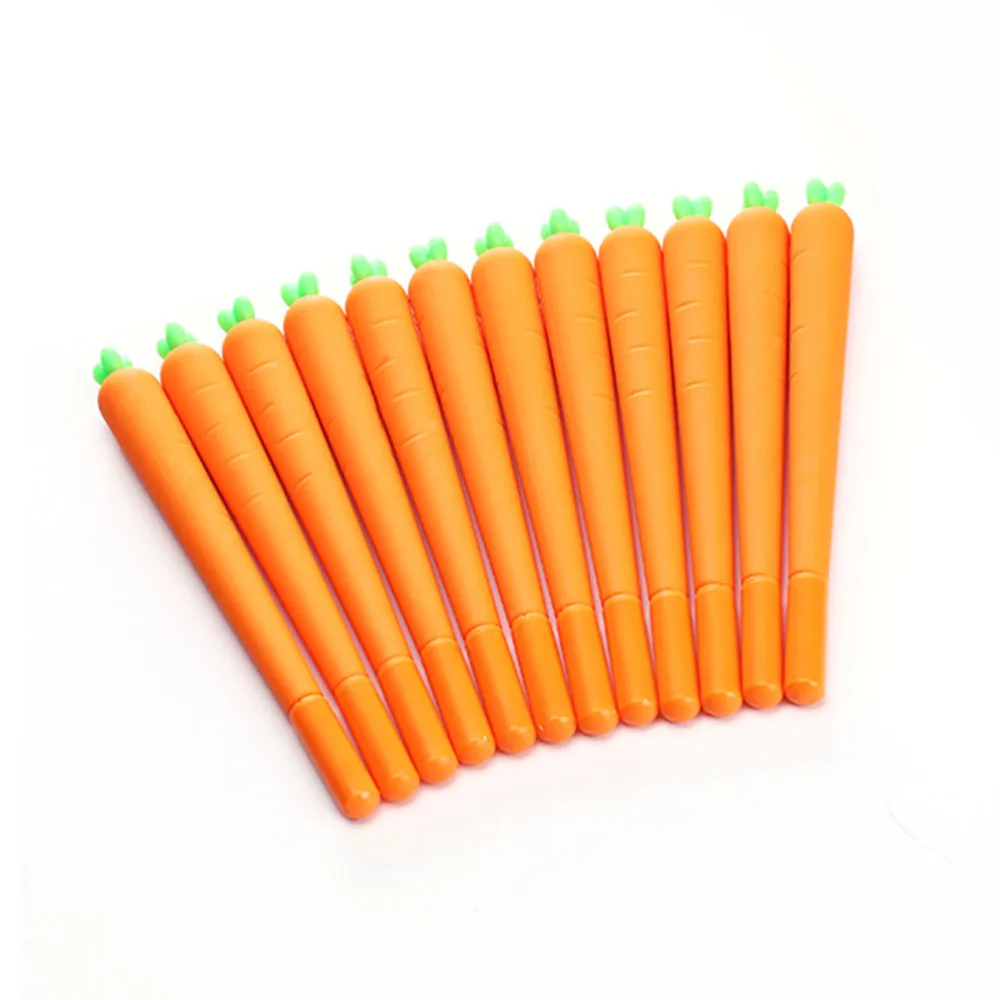 

12 Pack Carrot Ink Pen Silicone RollerBall Pen Novelty for Office and School Supplies Gift for Kids