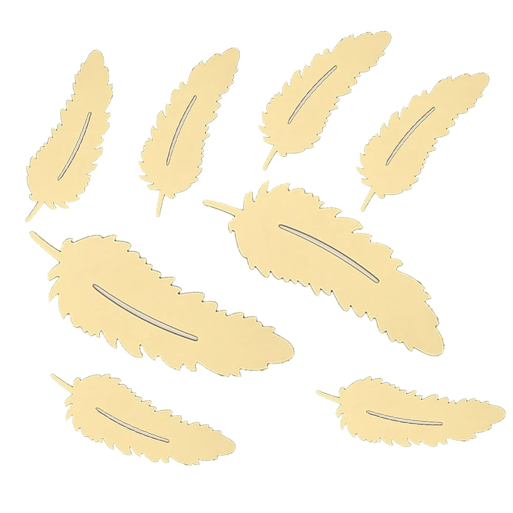 8 шт. 3D зеркало перо дизайн Настенная Наклейка золотой цвет творческий спальня