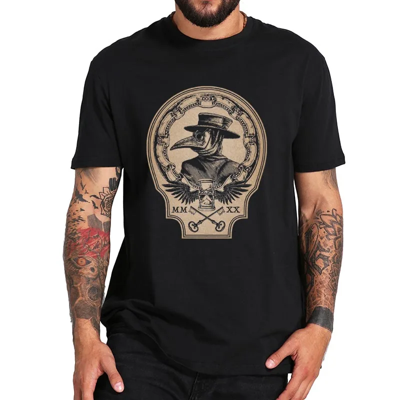 

Vintage Plague Doctor T Shirt Symbol Of Death And Disease T-Shirt Comfortable Crew Neck Tee 100% Cotton Camisetas