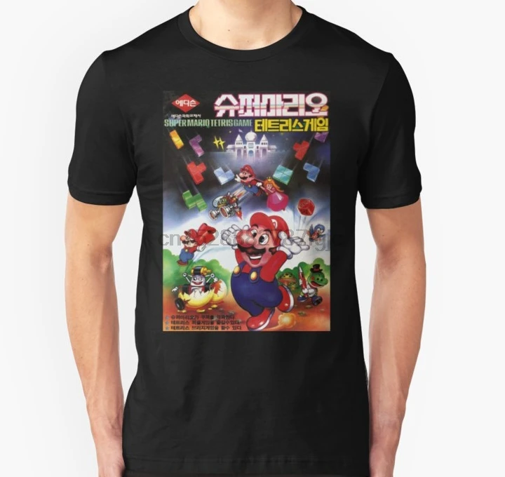 Футболка мужская с голенищем корейский рисунок по мотивам игры Super Mario Tetris