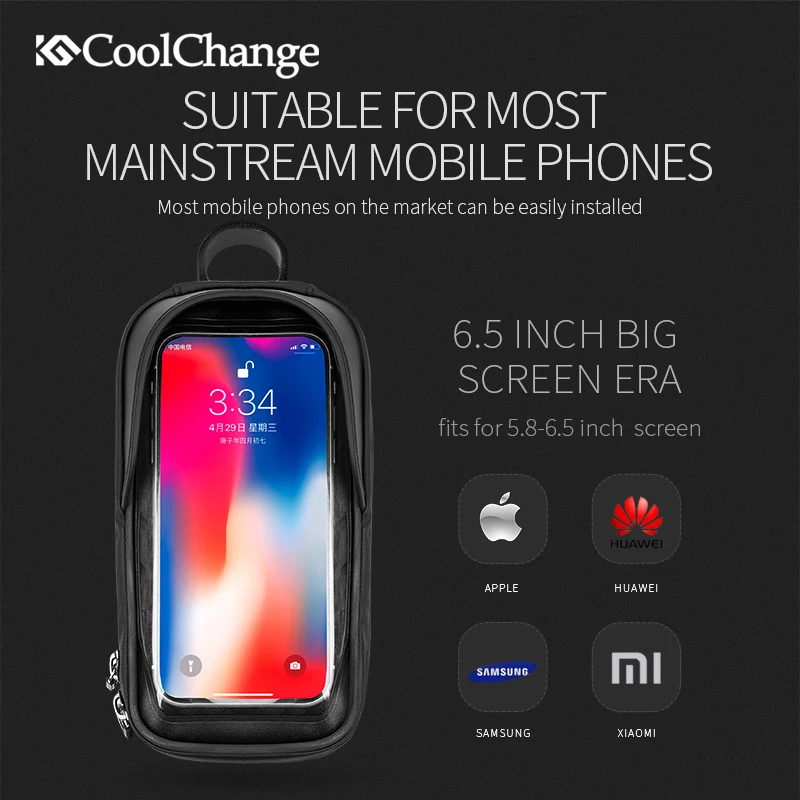 coolchange waterproof bike frame front bag touch screen top front tube cycling bag mtb sports 6 5 phone bicycle case accessories free global shipping