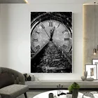 Художественные часы на холсте в стиле ретро, креативный будильник, плакаты и принты, настенные картины, Современное украшение для спальни, комнаты, дома