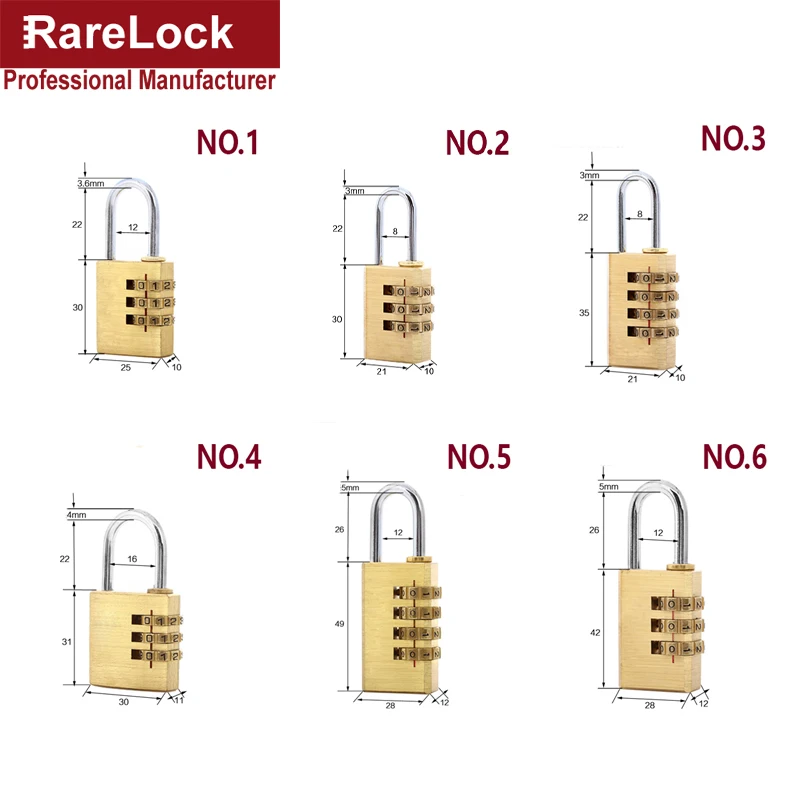 Mini Brass Combination Padlock Copper Password Lock for Warehouse Cabinet Bags Gym Locker Rarelock A | Обустройство дома