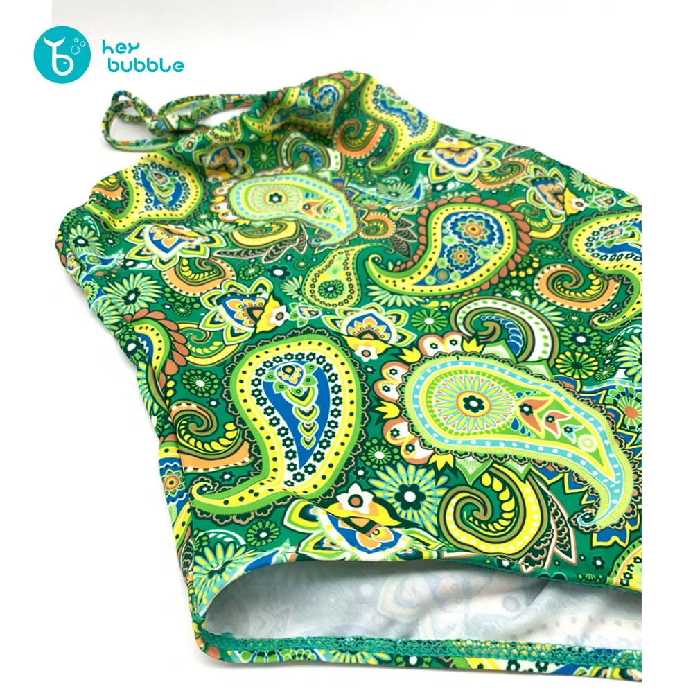 Женский слитный купальник размера плюс купальный костюм с зеленым принтом и