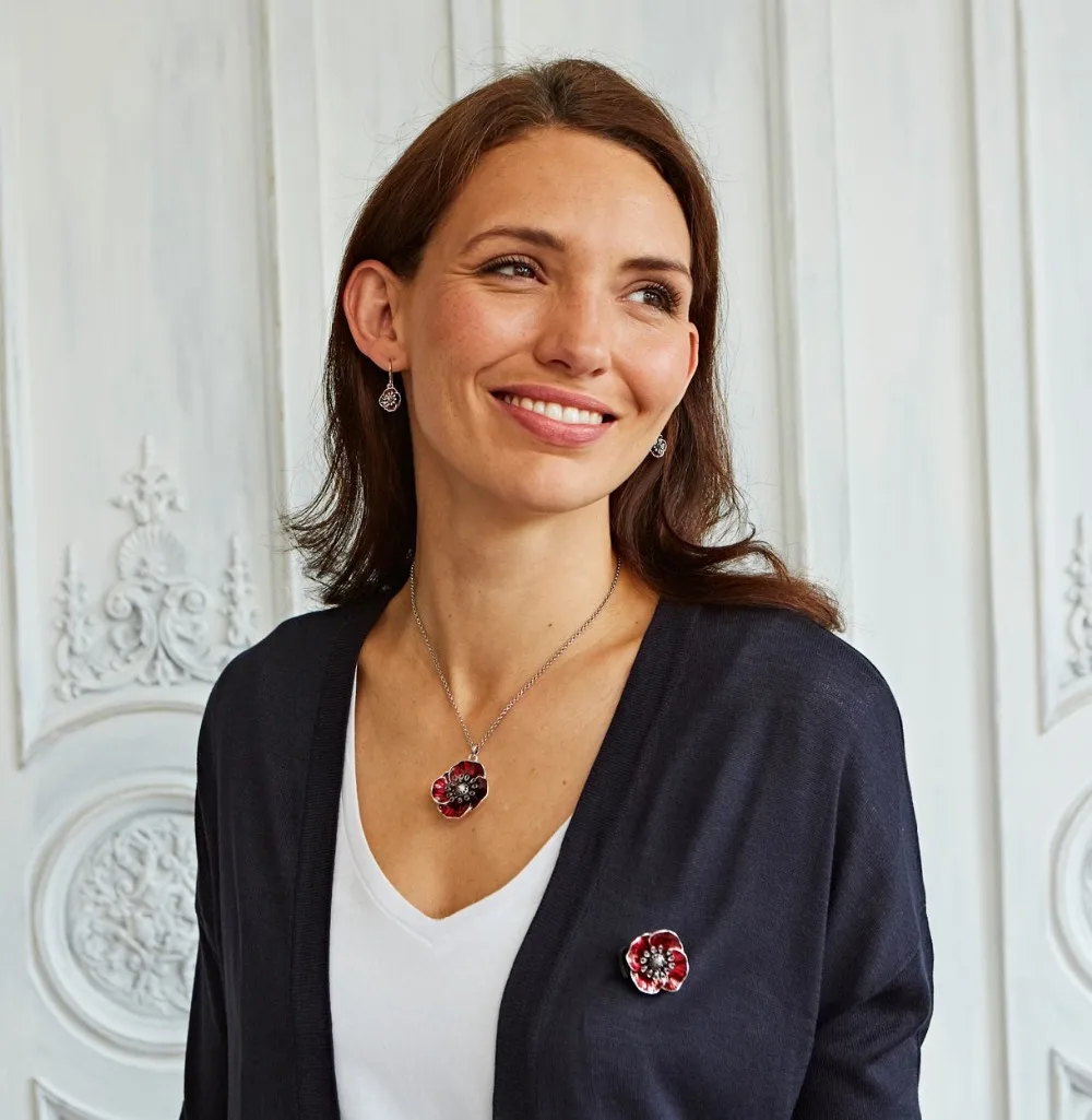 UK Джек с английским флагом красный брошь в виде цветка мака Незабудка цветок