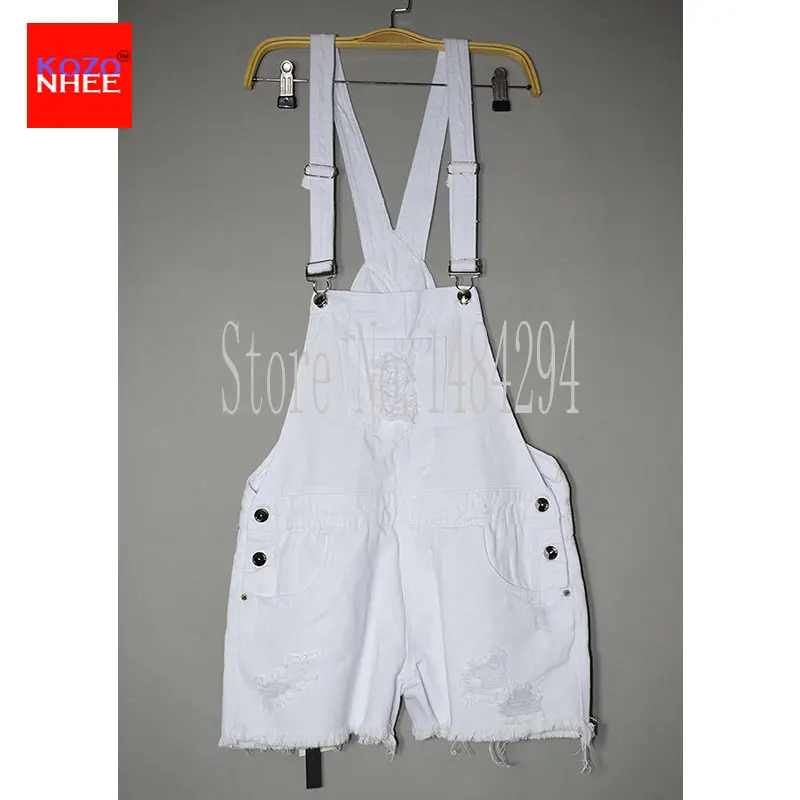 Летние белые джинсовые шорты с дырками и высокой талией женские свободные рваные