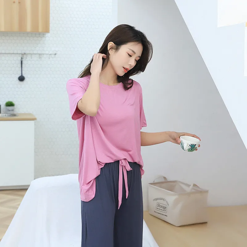 

Autumn Loose Casual Women's Simple comfortable Female Sleepwear Modal Elastic waist Homewear Female Pajamas Spring Home Cothes