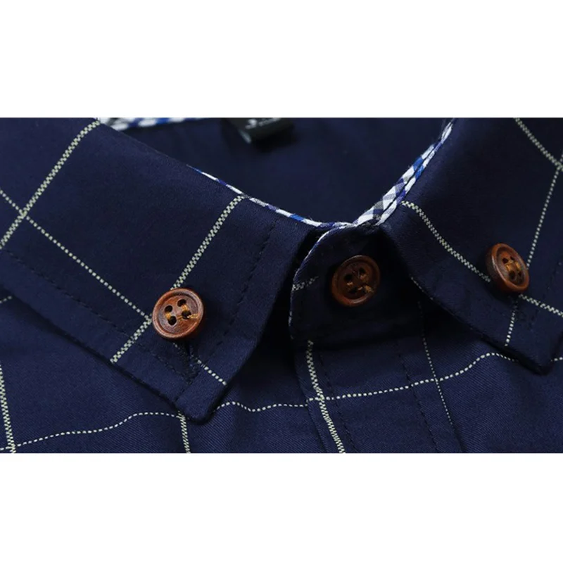 

FGKKS 2021 Men's Shirt Plaid Cotton Long Sleeve High Quality Dress Shirt Slim Fit Business Casual Shirts For Men 5XL