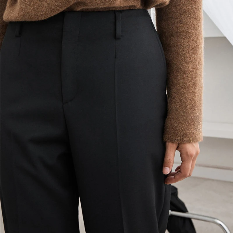 

Spring female casual pants solid color straight loose pants suit