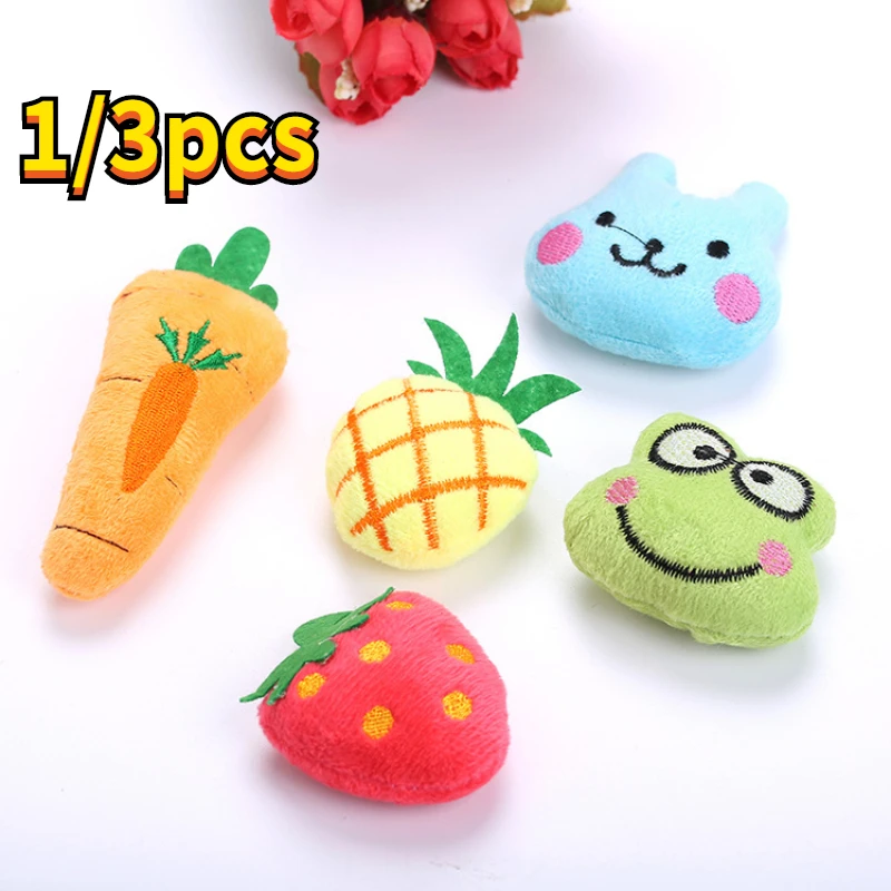 

Pet Toy Cat Toy Animal Fruit Series Plush Toys Containing Catnip Pet Supplies Fleece Carrots Frog Strawberry