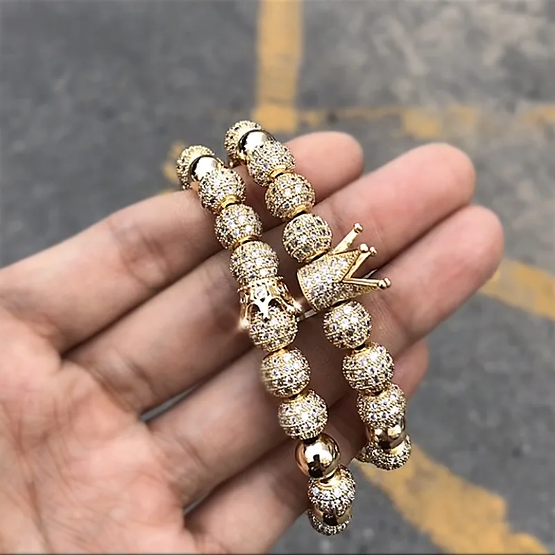 Роскошные браслеты мужские 8 мм Micro Pave CZ круглый плетеный макраме браслет Pulseira Feminina ювелирные изделия ручной работы для женщин подарок