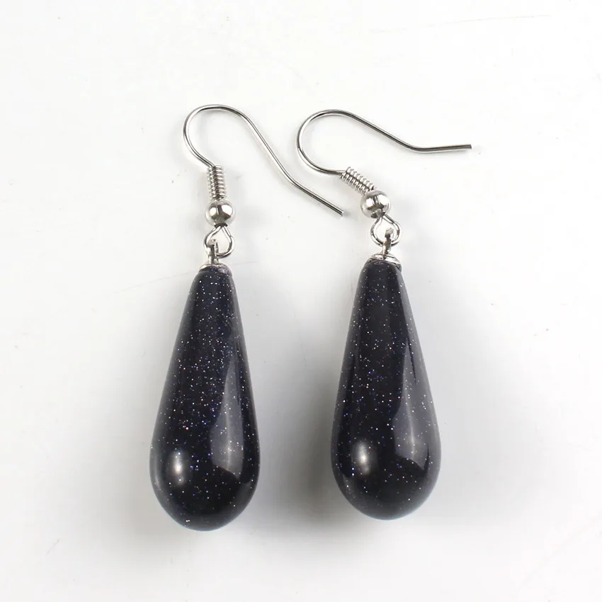 Женские посеребренные серьги FYSL в форме капли воды с малахитовым камнем