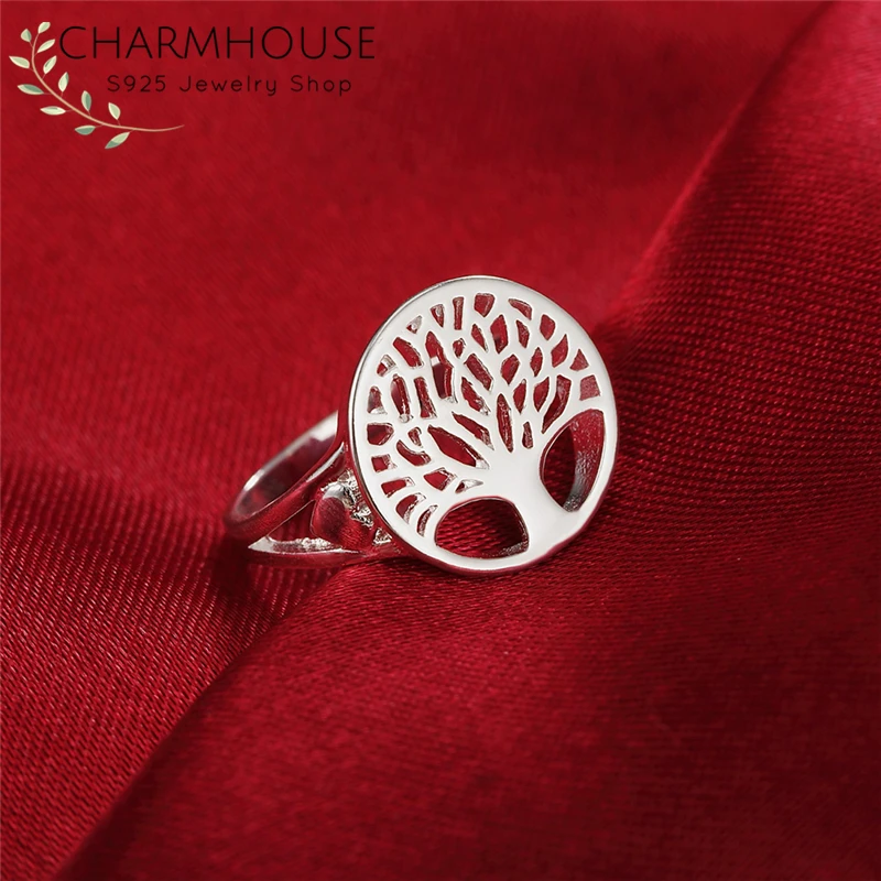 Кольцо женское из чистого серебра 925 пробы с деревом жизни | Украшения и