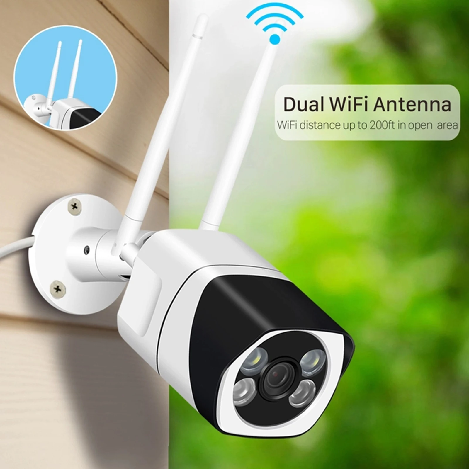 

Беспроводная уличная Wi-Fi камера видеонаблюдения HD 1080P, водонепроницаемая с поддержкой двустороннего аудио, ночного видения, обнаружения дв...