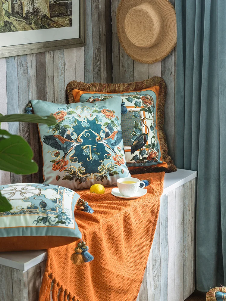 

Синий Оранжевый Американский Европейский стиль светильник Роскошная британская наволочка диван задняя подушка прикроватная наволочка