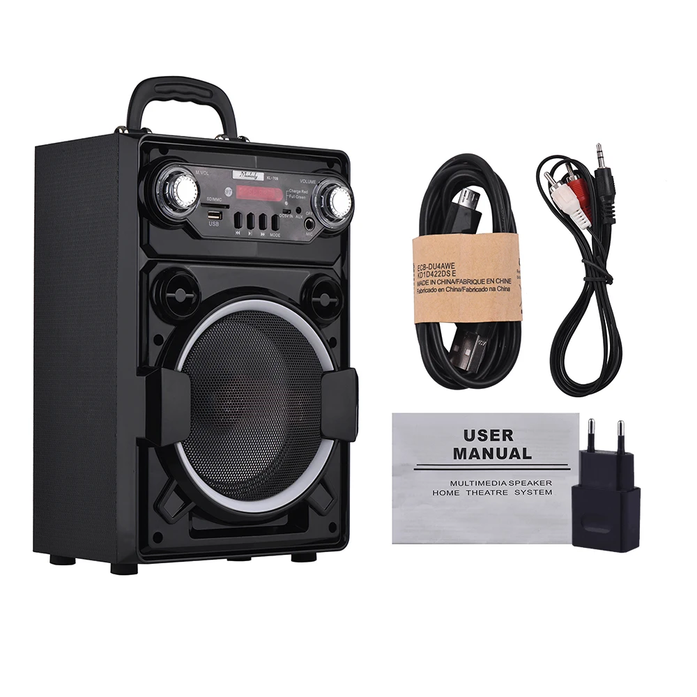 Muslady KL-709 портативный беспроводной BT динамик Красочный Светодиодный светильник Встроенный перезаряжаемый аккумулятор со слотом для карт памяти USB